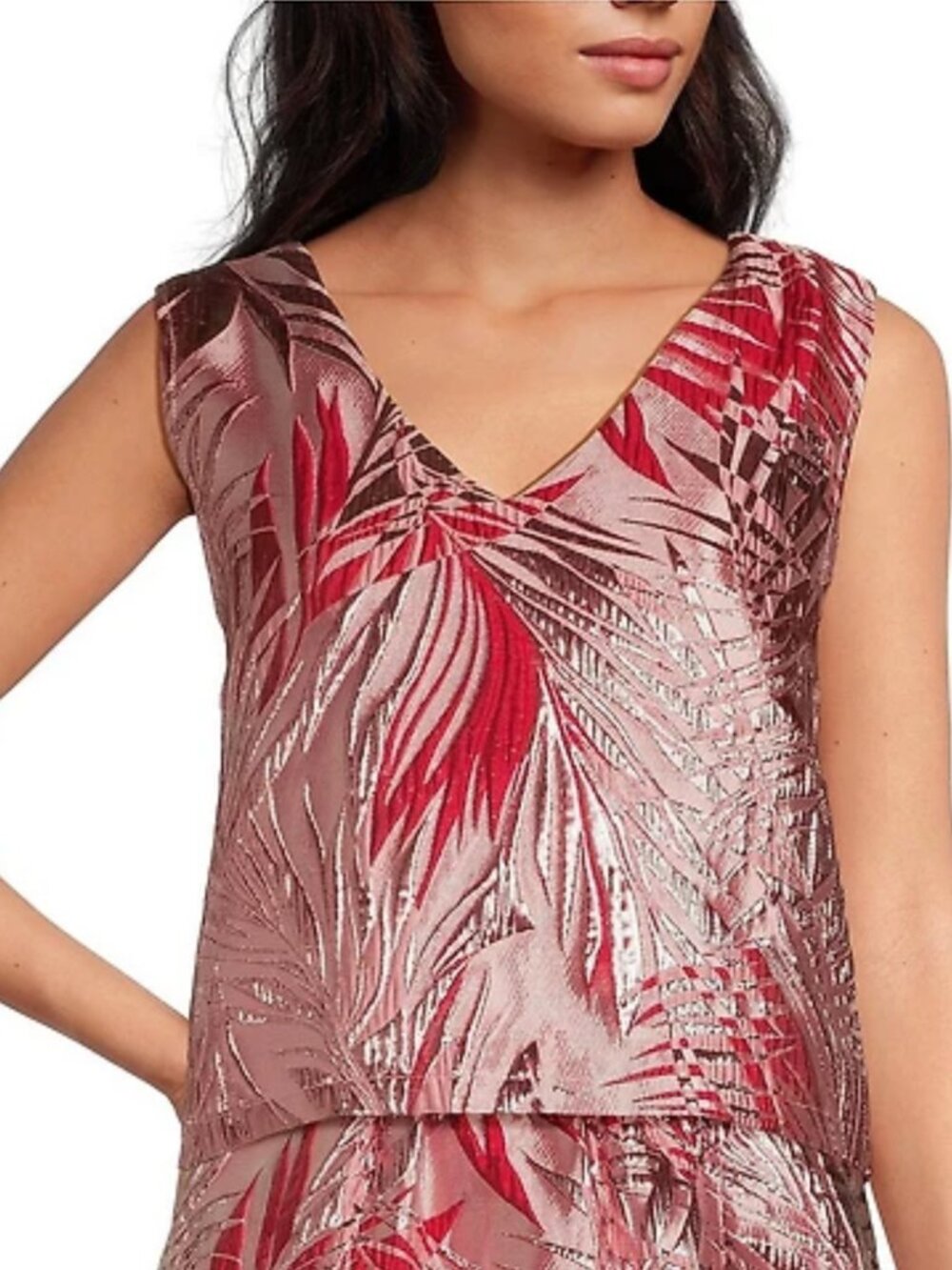 NWT Buru Le V Mod Palm Brocade Cropped Top L